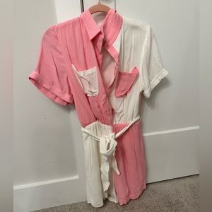 Pink and white romper